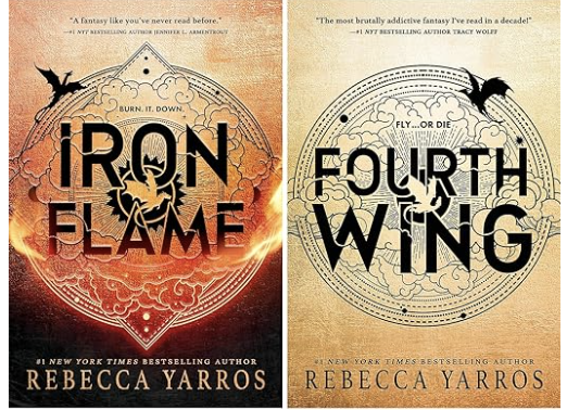 Book covers Iron Flame and Fourth Wing